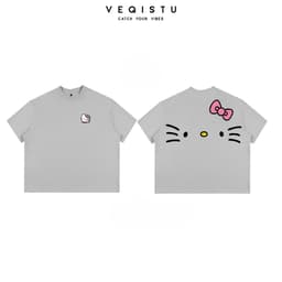Áo thun BOXY Local Brand VEQISTU "Mèo Râu" Áo Thun Boxy Form Rộng Unisex Nam Nữ Tay Ngắn  250Gsm Cotton 6