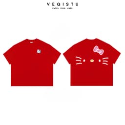 Áo thun BOXY Local Brand VEQISTU "Mèo Râu" Áo Thun Boxy Form Rộng Unisex Nam Nữ Tay Ngắn  250Gsm Cotton 8