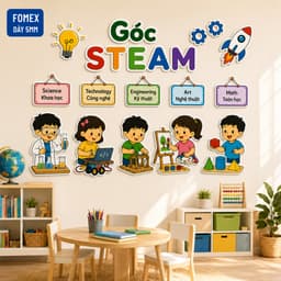 Bộ Bảng Các Góc Mầm Non Trang Trí Lớp Học Cho Bé, Tranh Góc Fomex 5mm Decal Có Sẵn Keo Dán (6641) 6