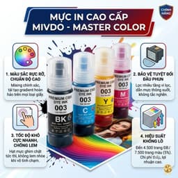 Mực Nước Tương Thích Epson 003 Cho L1110 L1210 L3110 L3210 L3150 L3250 L5190 Màu Sắc Chuẩn In Đậm Nét MIVDO 2
