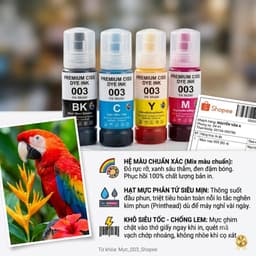 Mực Nước Tương Thích Epson 003 Cho L1110 L1210 L3110 L3210 L3150 L3250 L5190 Màu Sắc Chuẩn In Đậm Nét MIVDO 4