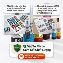 Mực Nước Tương Thích Epson 003 Cho L1110 L1210 L3110 L3210 L3150 L3250 L5190 Màu Sắc Chuẩn In Đậm Nét MIVDO 8
