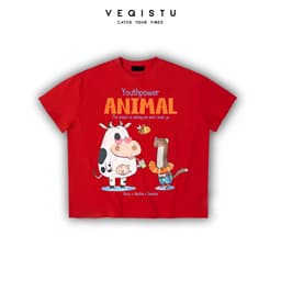 Áo thun BOXY Local Brand VEQISTU "Vaca" Áo Thun Boxy Form Rộng Unisex Nam Nữ Tay Ngắn  250Gsm Cotton 2 Chiều 7