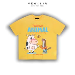 Áo thun BOXY Local Brand VEQISTU "Vaca" Áo Thun Boxy Form Rộng Unisex Nam Nữ Tay Ngắn  250Gsm Cotton 2 Chiều 4