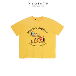 Áo thun BOXY Local Brand VEQISTU "Mèo Hoa" Áo Thun Boxy Form Rộng Unisex Nam Nữ Tay Ngắn  250Gsm Cotton 6