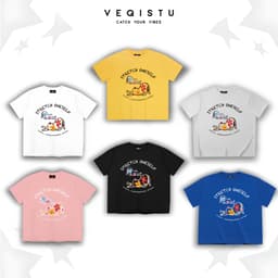 Áo thun BOXY Local Brand VEQISTU "Mèo Hoa" Áo Thun Boxy Form Rộng Unisex Nam Nữ Tay Ngắn  250Gsm Cotton 1