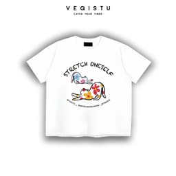 Áo thun BOXY Local Brand VEQISTU "Mèo Hoa" Áo Thun Boxy Form Rộng Unisex Nam Nữ Tay Ngắn  250Gsm Cotton 2