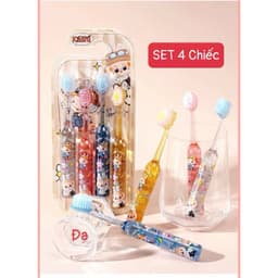 Set vi 4 bàn chải cho bé hoạ tiết Labubu siêu dễ thương (DA) 4
