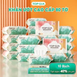 Khăn ướt Topgia cao cấp 80 tờ 15x20cm, mềm mại, không mùi, an toàn cho da, không chứa parabens. 3