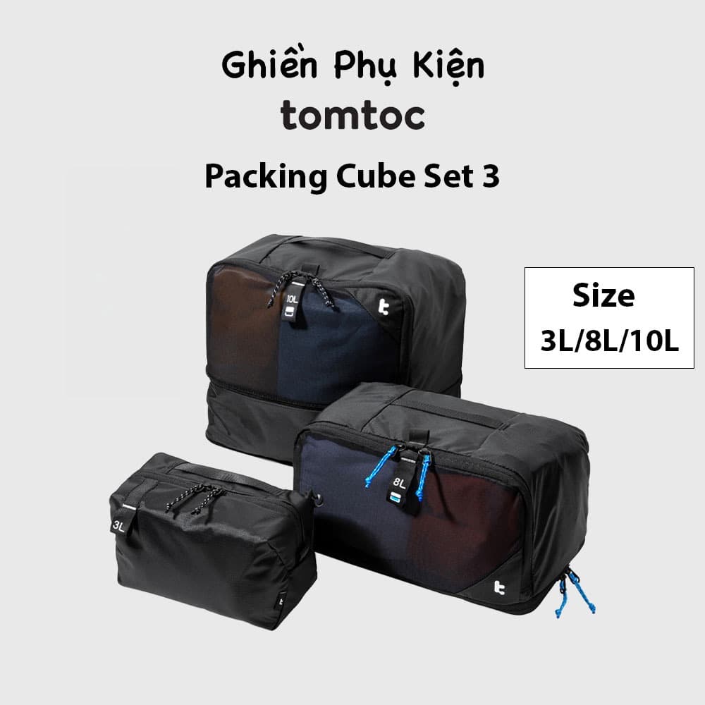 Combo 3 Túi Đựng Hành Lý Phụ Kiện Tomtoc USA)Light T02 Packing Cube Set