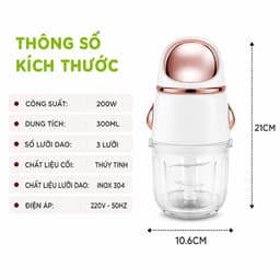 Máy Xay Thịt Cầm Tay Cối Thủy Tinh Công Suất 200W GD108 - Máy Xay Thực Phẩm Mini Thủy Tinh Cao Cấp 6