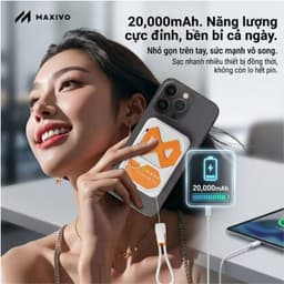 Sạc Dự Phòng 20.000 mAh, Sạc Nhanh 22.5W, Có Dây Gắn Trong, Sạc Không Dây, Hỗ Trợ Máy Bay 5