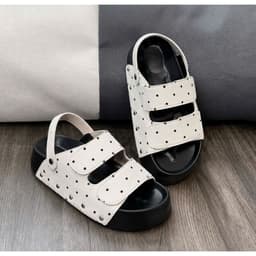 Dép Sandal Nữ Quai Dán Chấm Bi Đế Cao Thời Trang Hàn Quốc Êm Chân Chống Trượt Đi Làm Đi Chơi 2