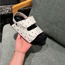 Dép Sandal Nữ Quai Dán Chấm Bi Đế Cao Thời Trang Hàn Quốc Êm Chân Chống Trượt Đi Làm Đi Chơi 5