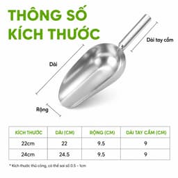 Xẻng Xúc Thực Phẩm Inox Không Gỉ Bề Mặt Nhẵn Bóng Dễ Vệ Sinh Chịu Lực Tốt An Toàn Sử Dụng GD113 6