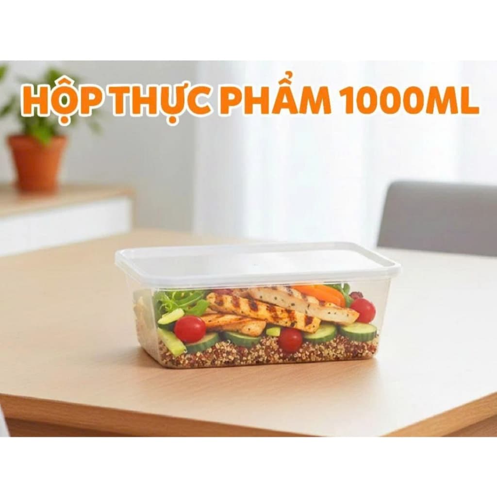 Lốc 10 hộp thực phẩm Chữ Nhật Vĩ Hưng – Hộp bảo quản có nắp, tiện trữ thực phẩm