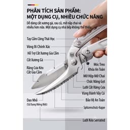 Kéo Cắt Gà Cao Cấp Đa Năng Nhật Bản Siêu Bén, Tự Động Đàn Hồi, Cắt Xương Gà Vịt Tiện Lợi 4