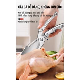 Kéo Cắt Gà Cao Cấp Đa Năng Nhật Bản Siêu Bén, Tự Động Đàn Hồi, Cắt Xương Gà Vịt Tiện Lợi 2