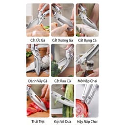 Kéo Cắt Gà Cao Cấp Đa Năng Nhật Bản Siêu Bén, Tự Động Đàn Hồi, Cắt Xương Gà Vịt Tiện Lợi 3