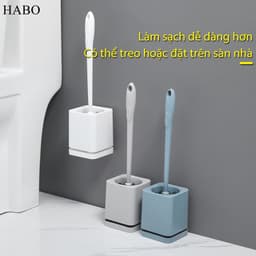 Bộ chổi cọ bồn cầu HABO bằng nhựa PP thiết kế gọn nhẹ dán tường không cần khoan vệ sinh sạch nhanh bền chắc tiện sử dụng 1