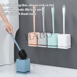 Bộ chổi cọ bồn cầu HABO bằng nhựa PP thiết kế gọn nhẹ dán tường không cần khoan vệ sinh sạch nhanh bền chắc tiện sử dụng 2