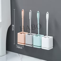 Bộ chổi cọ bồn cầu HABO bằng nhựa PP thiết kế gọn nhẹ dán tường không cần khoan vệ sinh sạch nhanh bền chắc tiện sử dụng 8