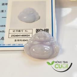 Mặt Ngoc Cam Thach Di Lạc Tím type A, kích thước 24x30mm, Tặng kèm dây và móc  - Nông Trại Cười 6