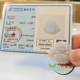 Mặt Ngoc Cam Thach Di Lạc Tím type A, kích thước 24x30mm, Tặng kèm dây và móc  - Nông Trại Cười 4