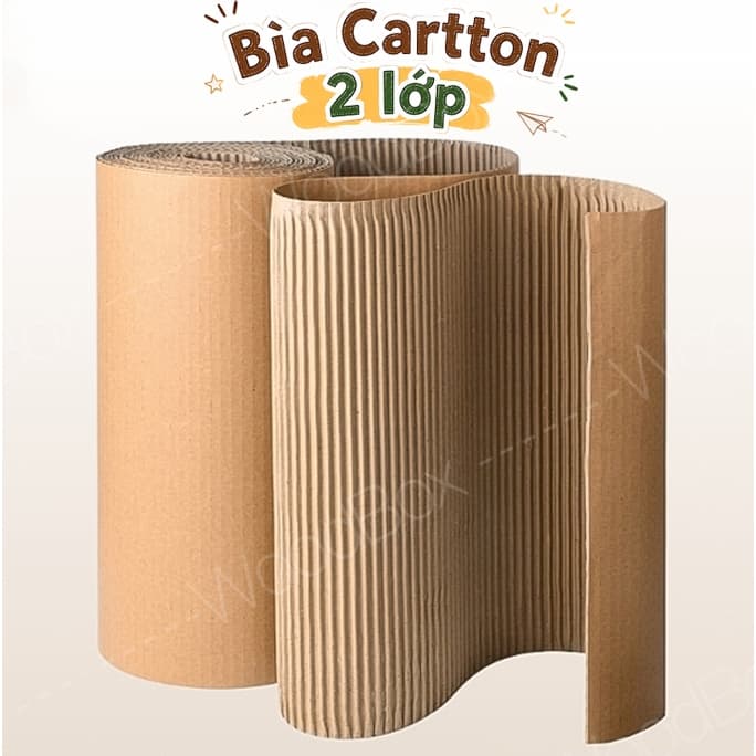 Giấy bìa carton 2 lớp đóng hàng gốm sứ. Cuộn bìa catton chống sốc bọc hàng dễ vỡ rộng 60cm x dài NHIỀU KÍCH THƯỚC