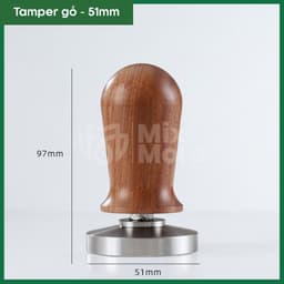 Tamper nén cà phê Espresso, đế inox 304, tay cầm gỗ chuẩn size 51,53,58mm (tặng cây đánh tơi cafe) chuyên nghiệp Mixmore 6