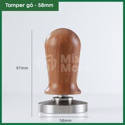 Tamper nén cà phê Espresso, đế inox 304, tay cầm gỗ chuẩn size 51,53,58mm (tặng cây đánh tơi cafe) chuyên nghiệp Mixmore 8