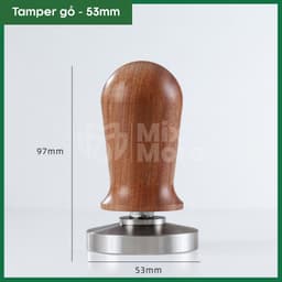 Tamper nén cà phê Espresso, đế inox 304, tay cầm gỗ chuẩn size 51,53,58mm (tặng cây đánh tơi cafe) chuyên nghiệp Mixmore 7