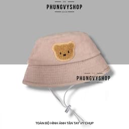 Bé 6-21 THÁNG/ Mũ nón nhung bucket tai bèo vành trẻ em gái trai PHUNGVYSHOP- / Cụp Nhí GẤU NHUN GÂN  / 9