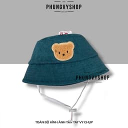 Bé 6-21 THÁNG/ Mũ nón nhung bucket tai bèo vành trẻ em gái trai PHUNGVYSHOP- / Cụp Nhí GẤU NHUN GÂN  / 8