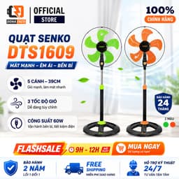 Quạt đứng Quạt cây Senko DTS1609 60W lồng inox mạ crom 5 cánh, gió mạnh bảo hành 24 tháng 1