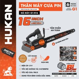 Thân Máy Cưa Xích Dùng Pin HUKAN G1-N16, Lam Xích 16inch, Tấm Chắn An Toàn, Không Chổi Than 1