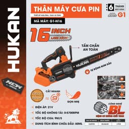 Thân Máy Cưa Xích Dùng Pin HUKAN G1-N16, Lam Xích 16inch, Tấm Chắn An Toàn, Không Chổi Than 7
