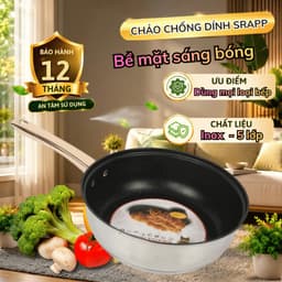 Chảo chống dính inox SRAPP SH-30, Chảo inox size 26cm đáy 5 lớp phù hợp mọi loại bếp 1