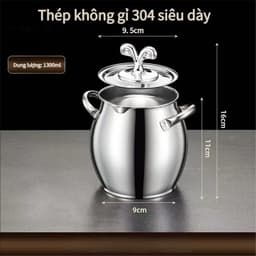 ÂU Lọc Dầu Inox Có Nắp Đậy Size 1-4 Lít,Tặng Lọc Dầu +Thìa , Có Tay Cầm, Tích Trữ Dầu Mỡ Đa Năng 7