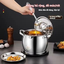 ÂU Lọc Dầu Inox Có Nắp Đậy Size 1-4 Lít,Tặng Lọc Dầu +Thìa , Có Tay Cầm, Tích Trữ Dầu Mỡ Đa Năng 4