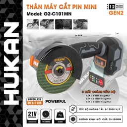 Máy Cắt Mini HUKAN G2-C101MN, Chỉnh Tốc 3 Cấp 12.000v/p, Không Chổi Than - Chân Pin Phổ Thông 1