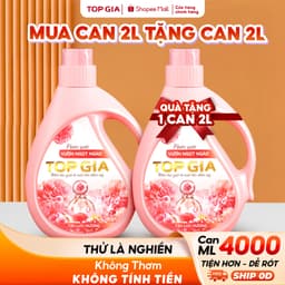 [MUA 1 CAN TẶNG 1 CAN] Nước Giặt TopGia Vườn Ngọt Ngào Dịu Nhẹ, Sạch Vết Bẩn Thơm Vượt Trội, Can 2L 1