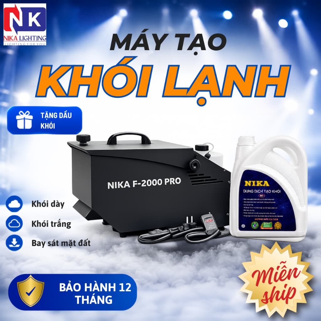 MÁY TẠO KHÓI LẠNH NIKA F-2000 PRO - Máy Khói lạnh Sân Khấu, Máy Phun Khói Đám Cưới, Khói Sát Mặt Đất
