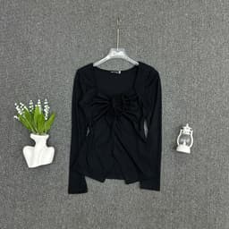 Áo Thun Tay Dài Nữ Big Size Cổ V Rút Dây ESHOP Áo Nữ Chất Thun Tăm Mềm Mịn Co Giãn MS304 TD 8