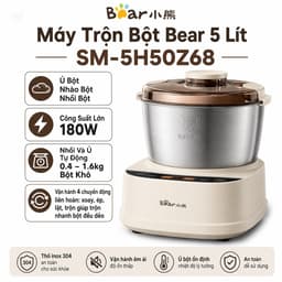 Máy Trộn Bột Bear SM-5H50Z68, Dung Tích 5Lít - Công Suất 180W, Nhồi Và Ủ Tự Động, Hàng Chính Hãng 3