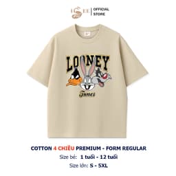 (9KG-100KG) Áo thun bé trai ISEE VN cotton 4 chiều thoáng mát hình hoạt hình LOONEY TUNES dáng regular premium 4