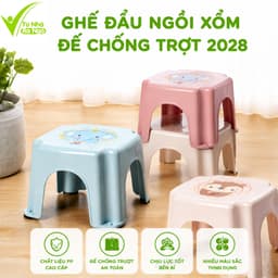 Ghế Đẩu Nhựa PP Nguyên Sinh Thiết Kế Nhỏ Gọn GD146 - Ghế Đẩu Gia Dụng Chống Trượt Chân Cao Su 1