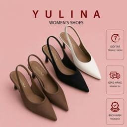 𝙔𝙐𝙇𝙄𝙉𝘼 - Giày cao gót 5P mũi nhọn chất nhung mịn mềm lì nhẹ hàng cao cấp hot- TA18 1