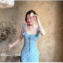 (Có Bigsize) Đầm Maxi Chấm Bi Cổ Vuông Bèo Nhún Dáng Ôm Tôn Dáng Hoạ Tiết Bi Mới Đi Biển Anan.clothing 7