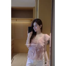 1. Áo Kiểu Cánh Tiên Dáng Bồng Bèo Công Chúa Hồng Nhạt Hàng QC Cao Cấp Style Tỷ Tỷ Trung - AOKIEU005 2